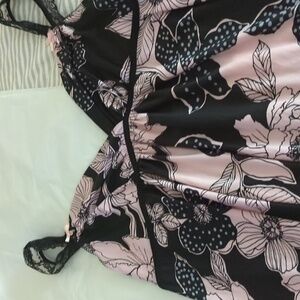 Lines Donatella Pink & Black Short Nightie Lace Trim Camisole. XL. New Sale